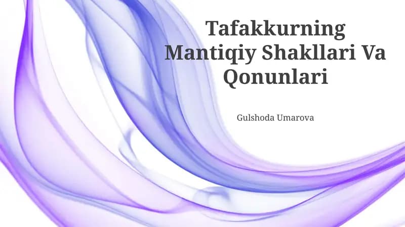 Tafakkurning Mantiqiy Shakllari Va Qonunlari
