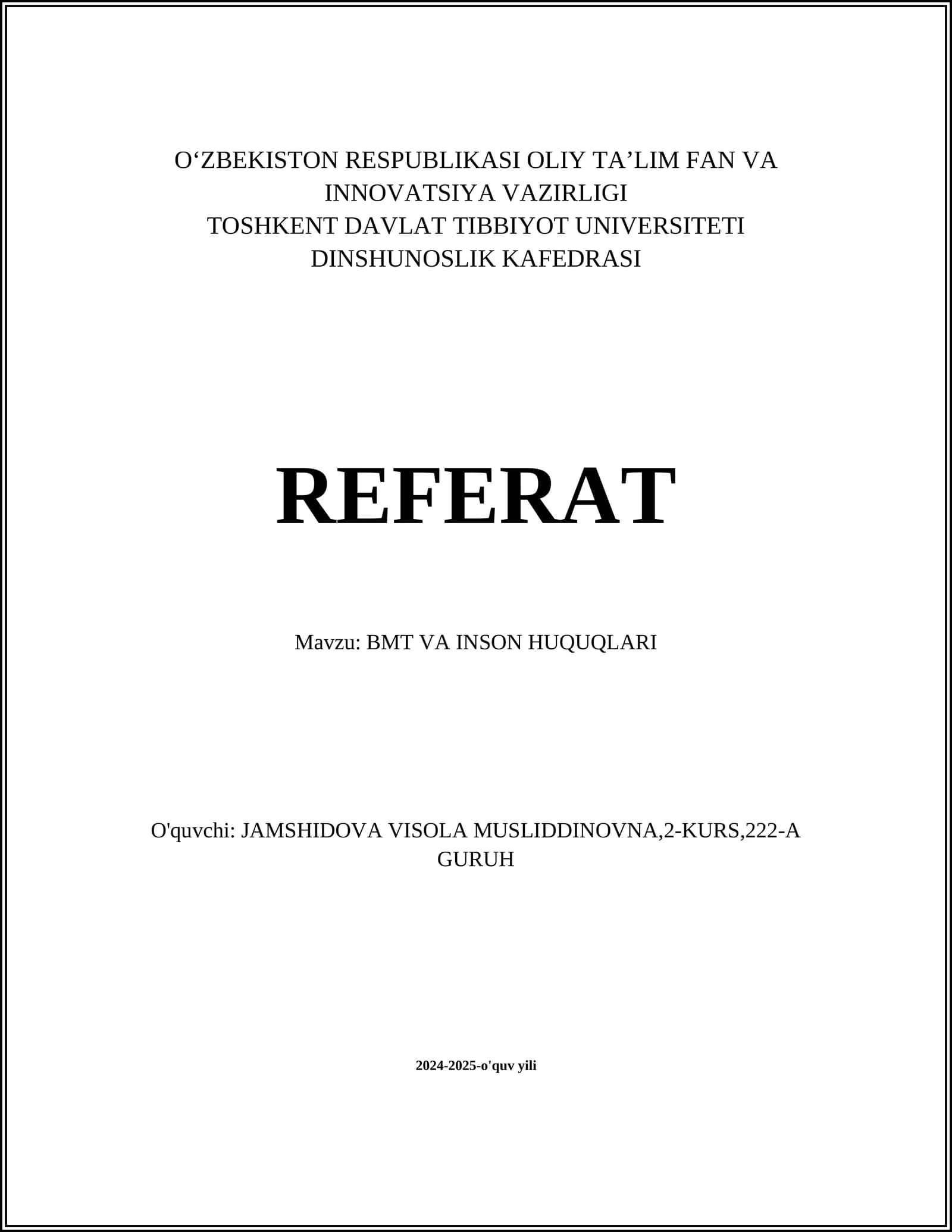 BMT VA INSON HUQUQLARI