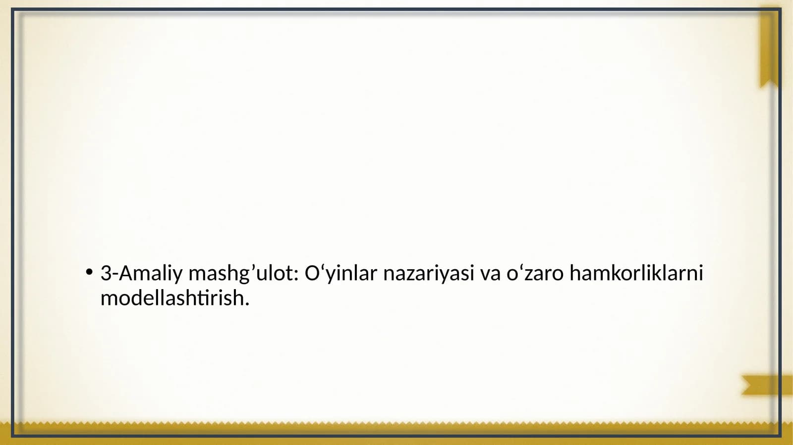 O‘yinlar nazariyasi va o‘zaro hamkorliklarni modellashtirish