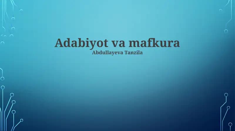 Adabiyot va mafkura