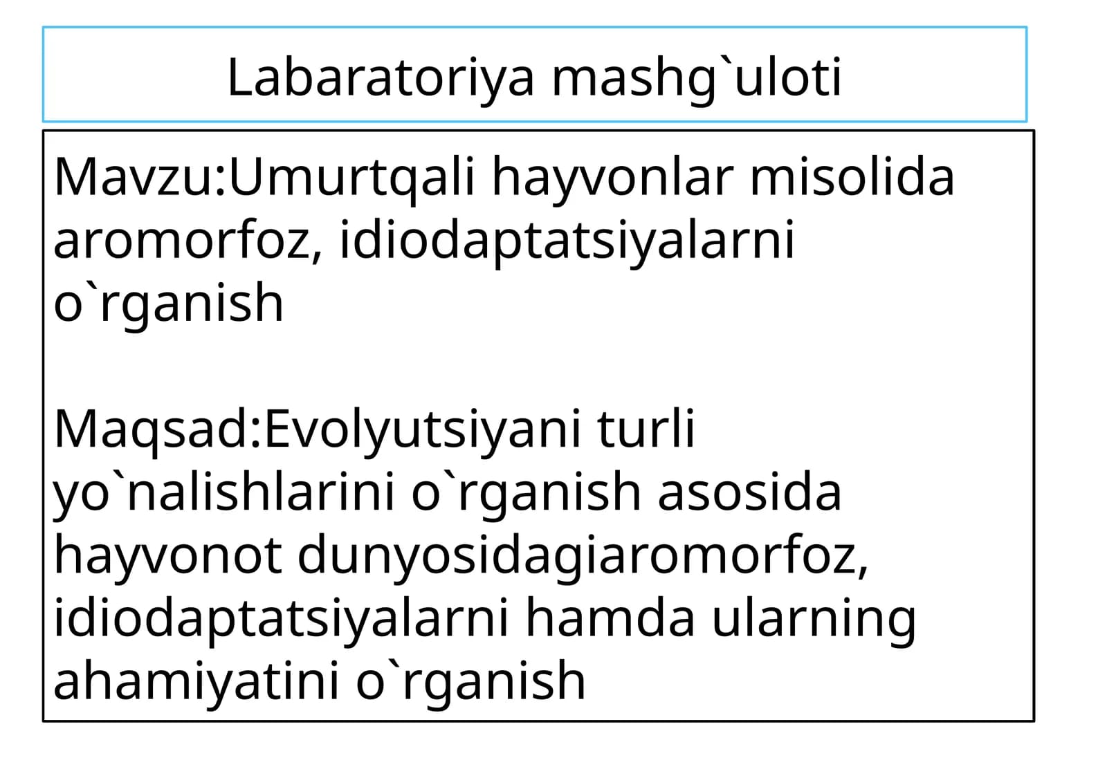 Umurtqa li hayvonlar misolida aromorfoz, idio adaptatsiyalar