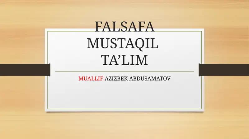 FALSAFA JAHON XALQLARINING MADANIYATINING  TARKIBIY QISMI