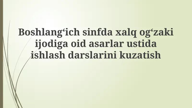 Folklor darslari