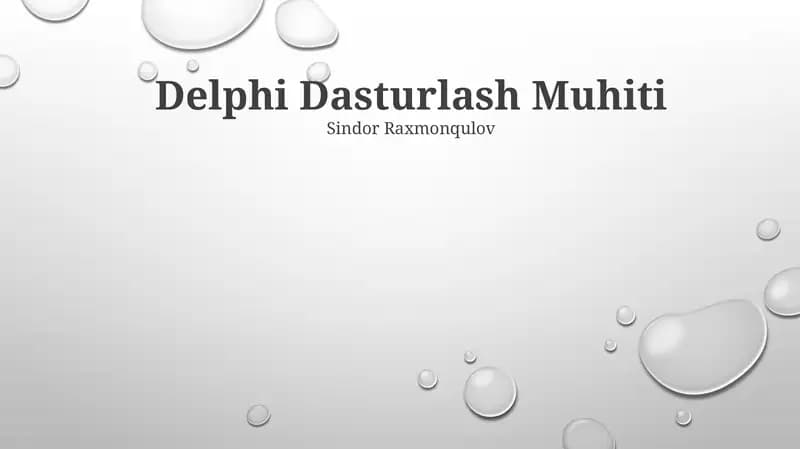Delphi Dasturlash Muhiti