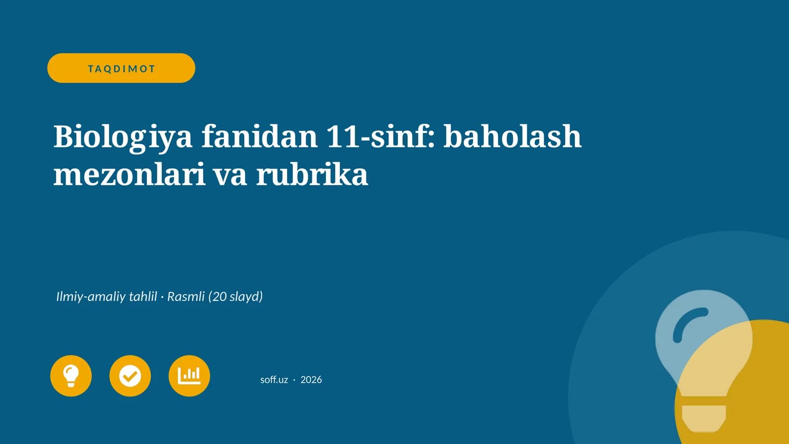 Biologiya fanidan 11-sinf: baholash mezonlari va rubrika