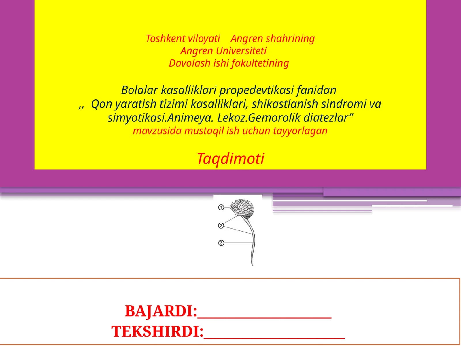 Angren Universiteti Davolashishi Fakulteti Bolalarka Saqlik Propedevtika Sifanidan