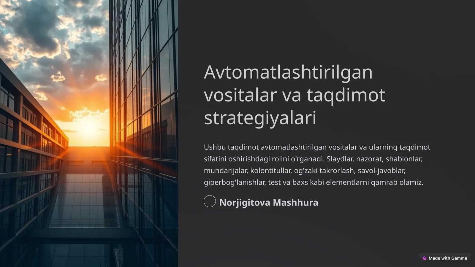 Avtomatlashtirilgan vositalar va taqdimot strategiyalari