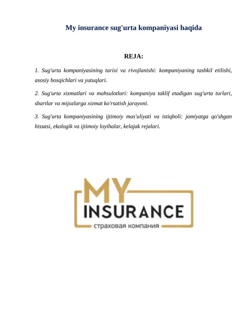 My Insurance sug'urta kompaniyasi