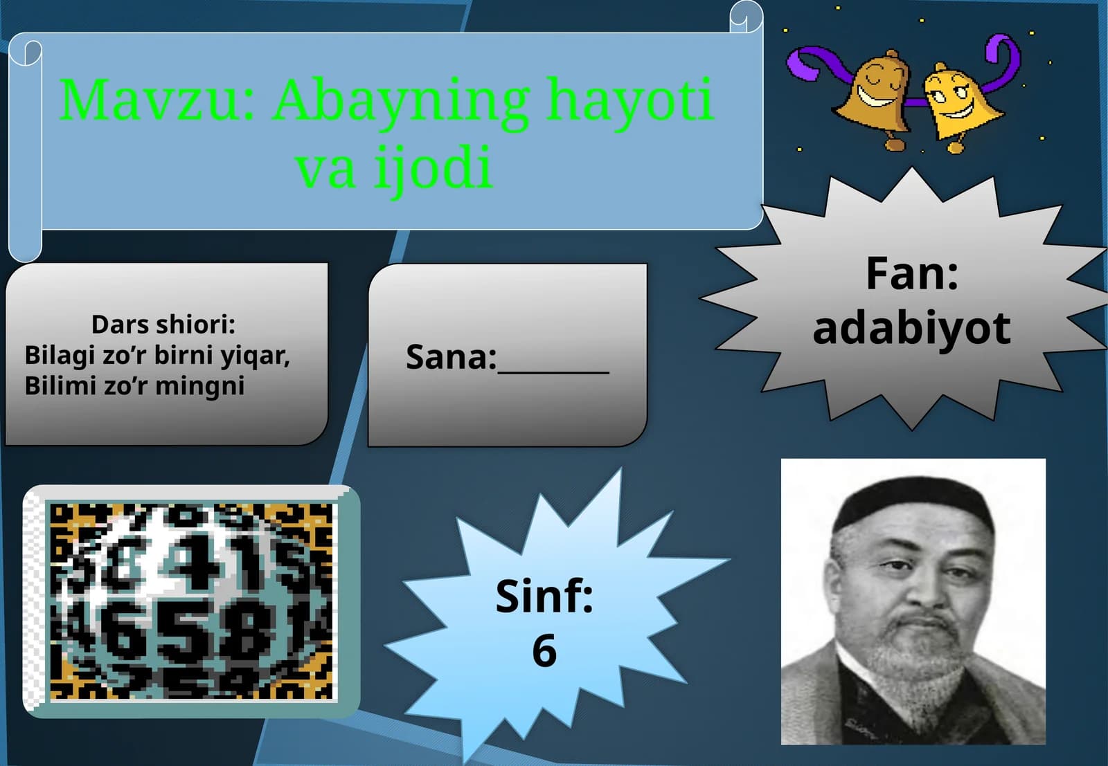 6-sinf Adabiyot fanidan Abayning hayoti va ijodi dars ishlanma va taqdimotlar