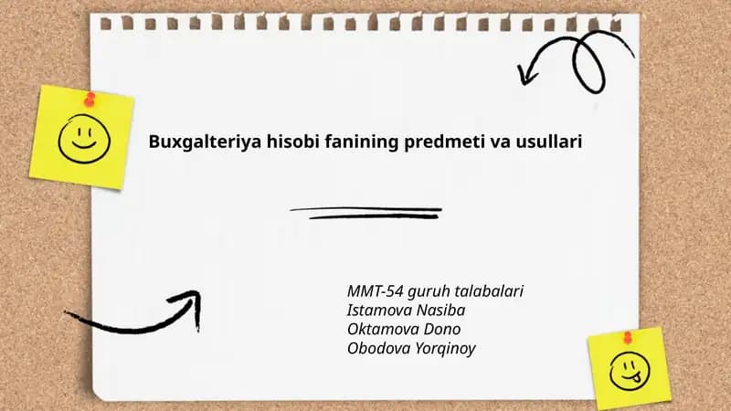 Buxgalteriya hisobi fanining predmeti va usullari