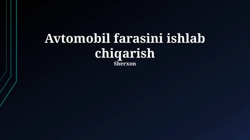 Avtomobil faralari texnologiyalari