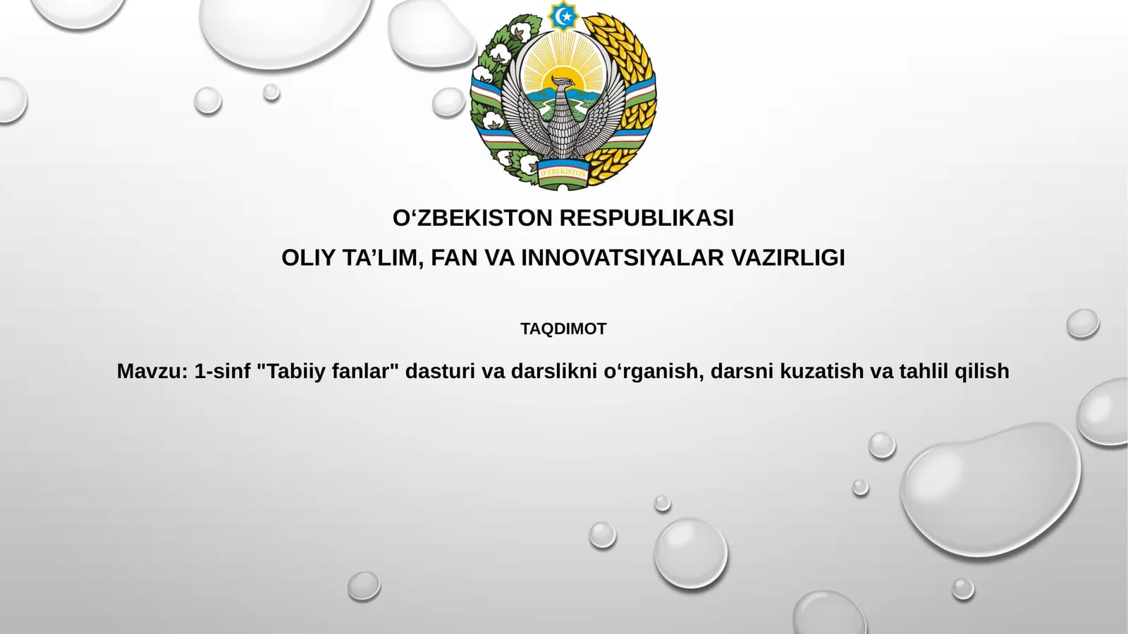 1-sinf "Tabiiyfanlar" dasturivadarsliknioʻrganish,darsnikuzatishvatahlilqilish