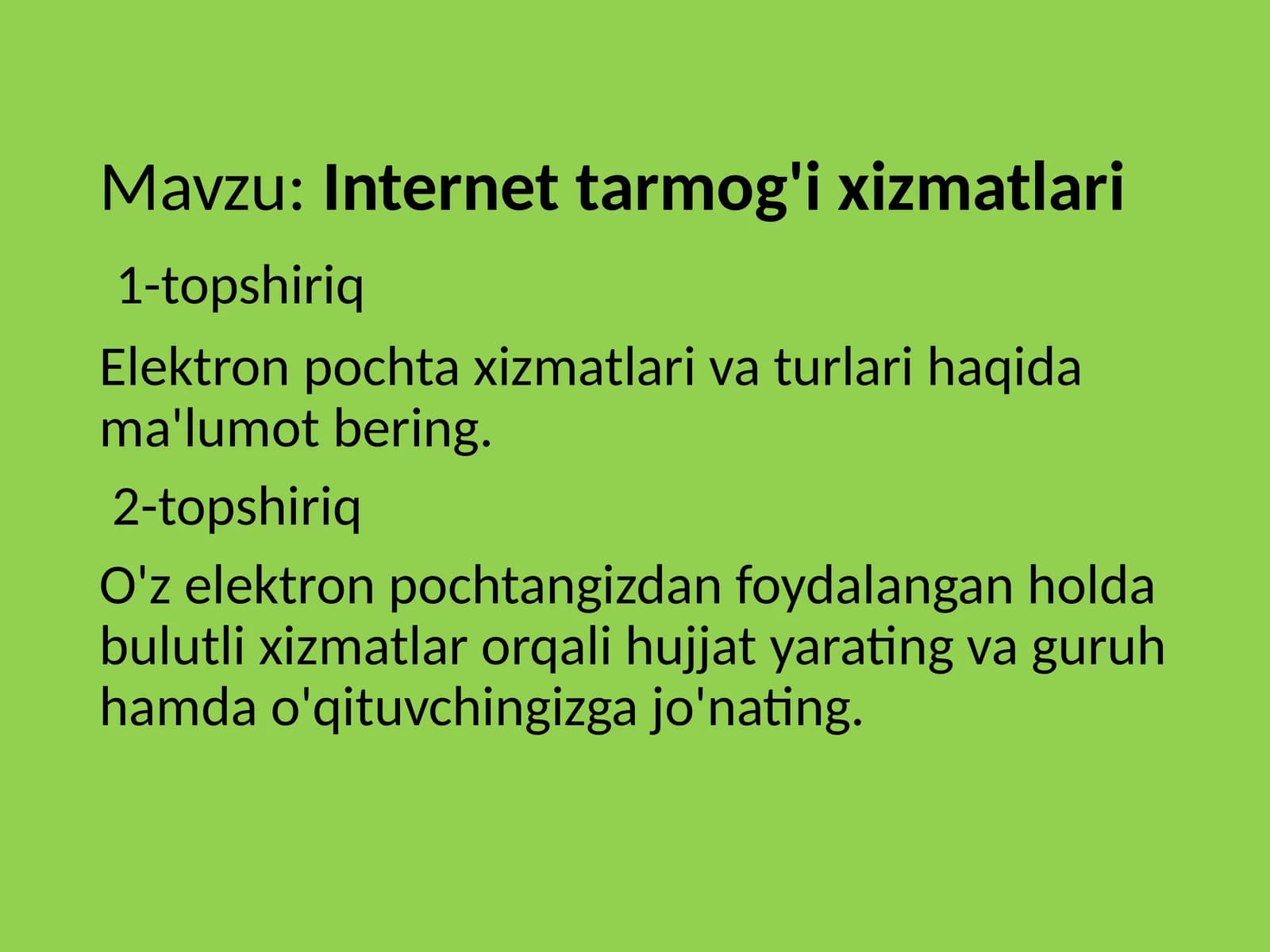 Internet tarmog'i  xizmatlari