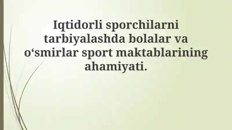 Bolalar va O'smirlar Sport Maktablari
