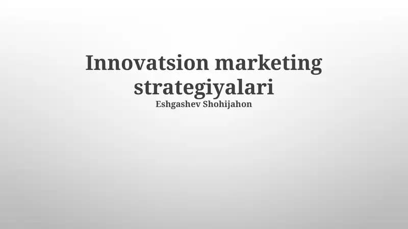 Innovatsion marketing strategiyalari