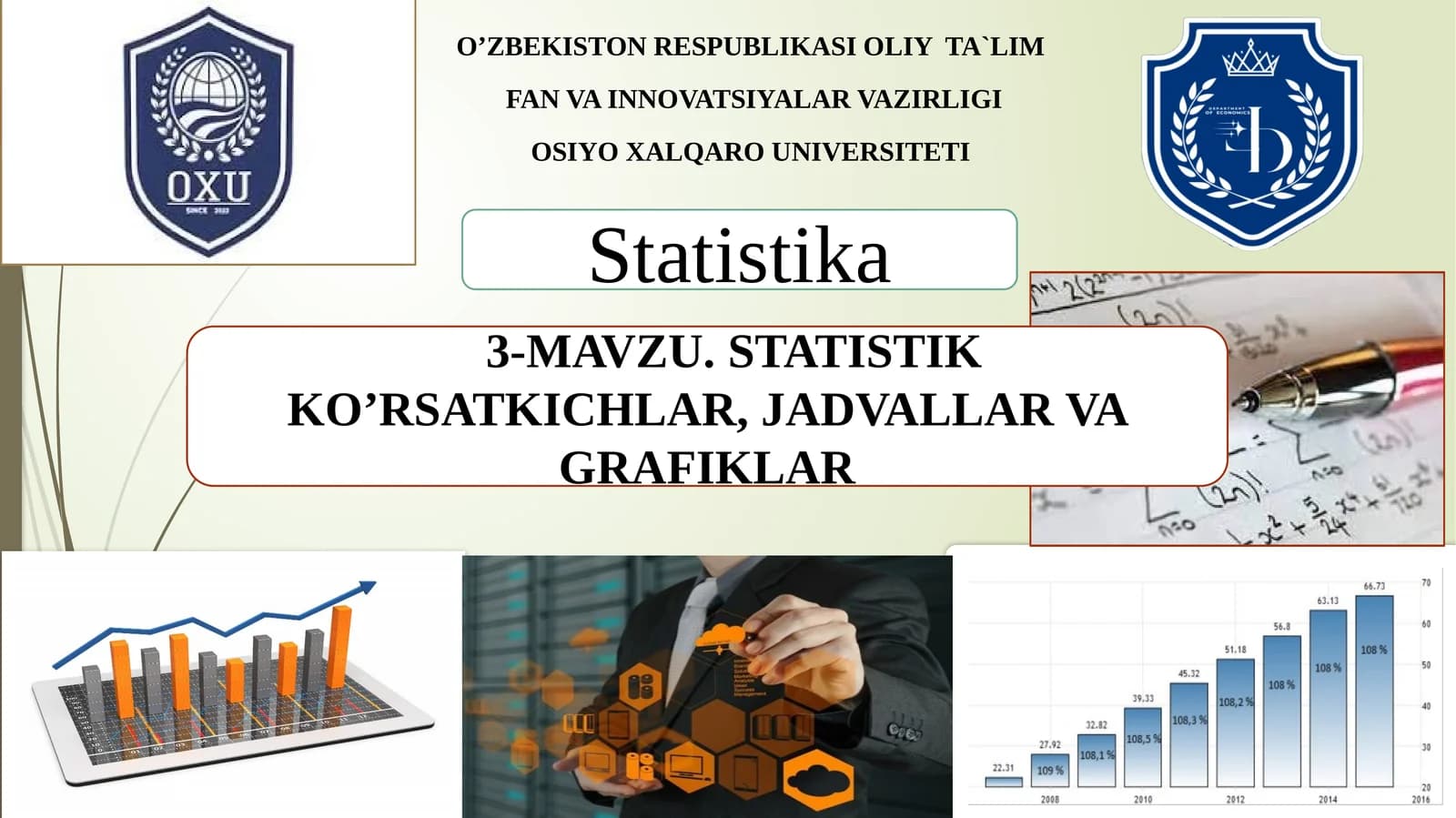 Statistikko’rsatkichlar, jadvallar va grafiklar