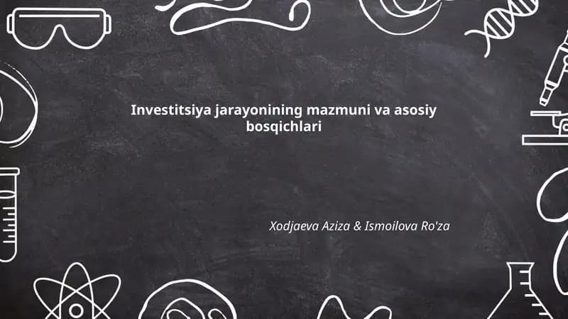 Investitsiya jarayonining mazmuni va asosiy bosqichlari