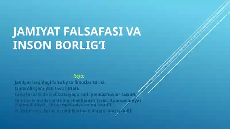 Jamiyat falsafasi va insonborlig‘i