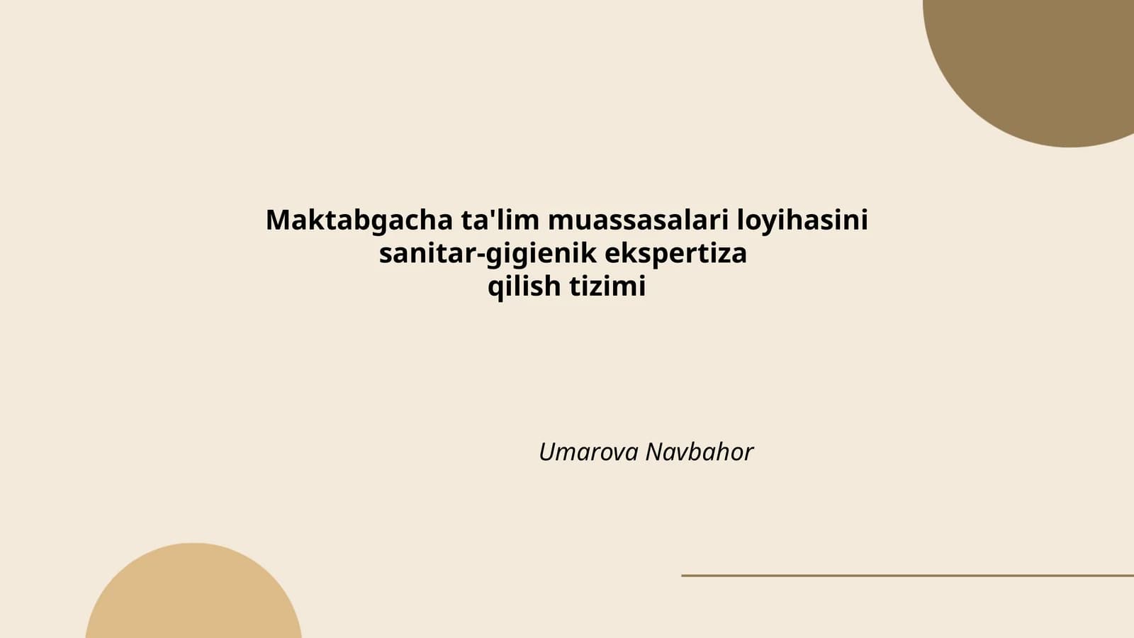 Maktabgacha ta'lim muassasalari loyihasini sanitar-gigienik ekspertizaqilish tizimi