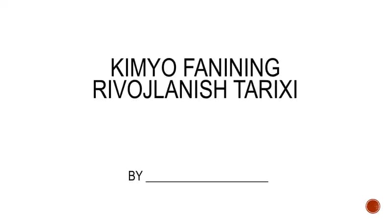 Kimyo fanining rivojlanish tarixi