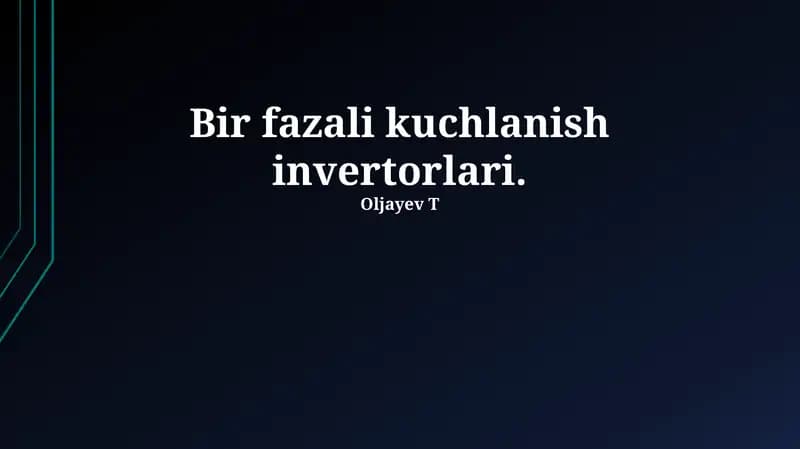 Bir fazali kuchlanish invertorlari