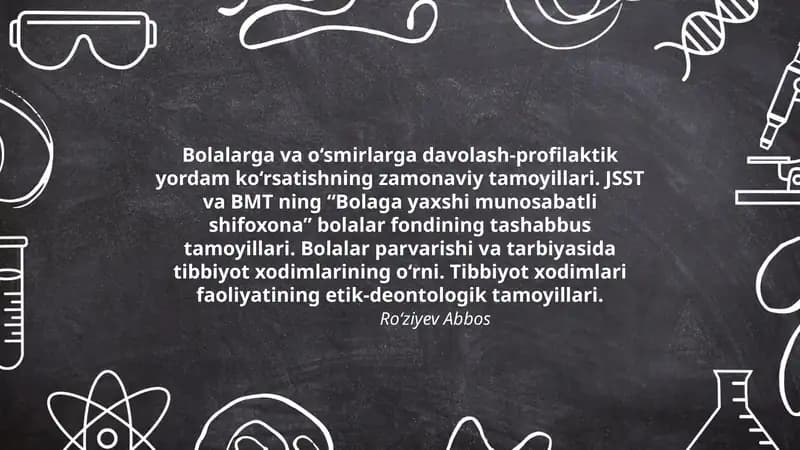 Bolalarga va o‘smirlarga davolash-profilaktik yordam ko‘rsatishning zamonaviy tamoyillari