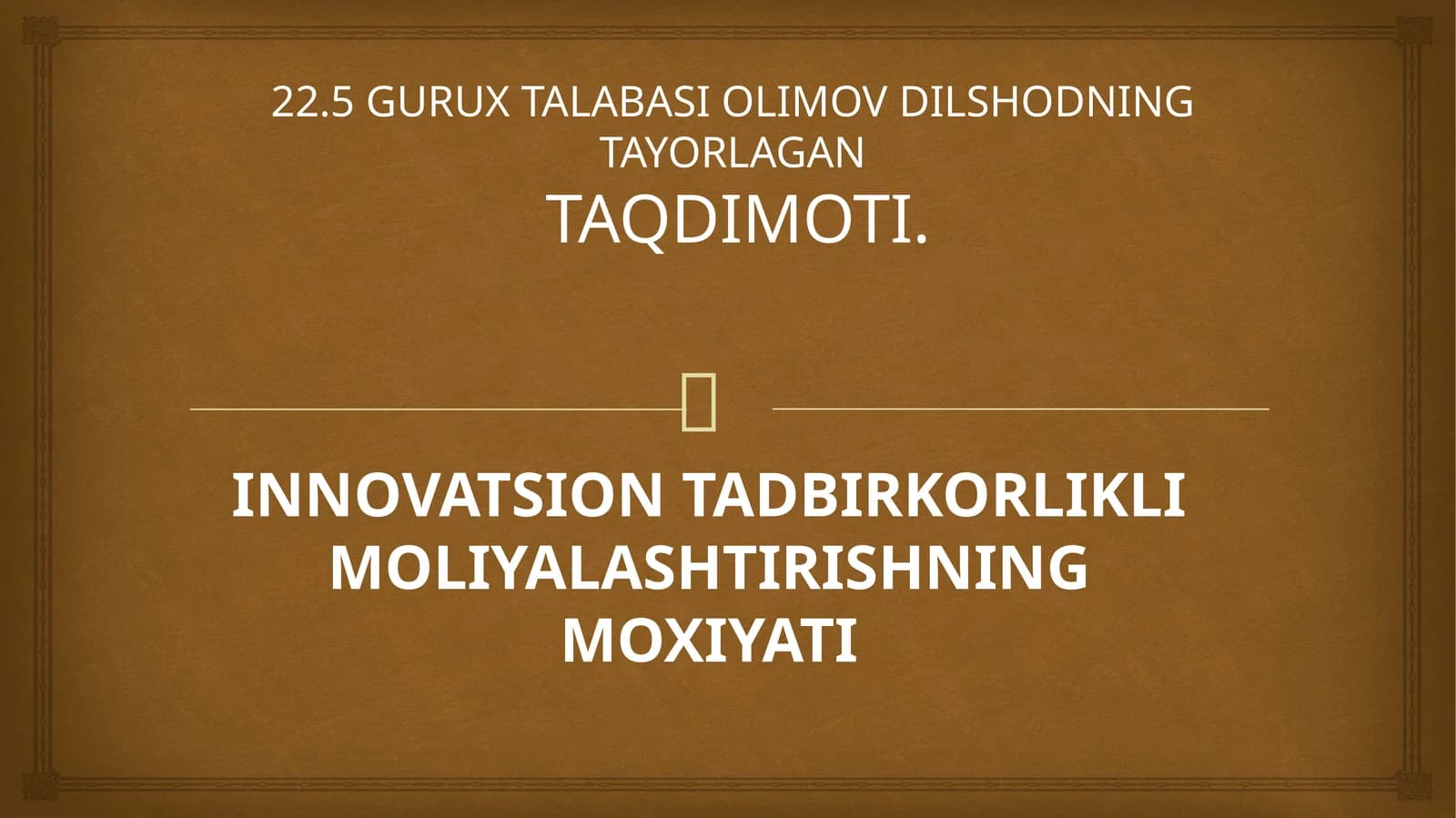 TAYORLAGAN TAQDIMOTI