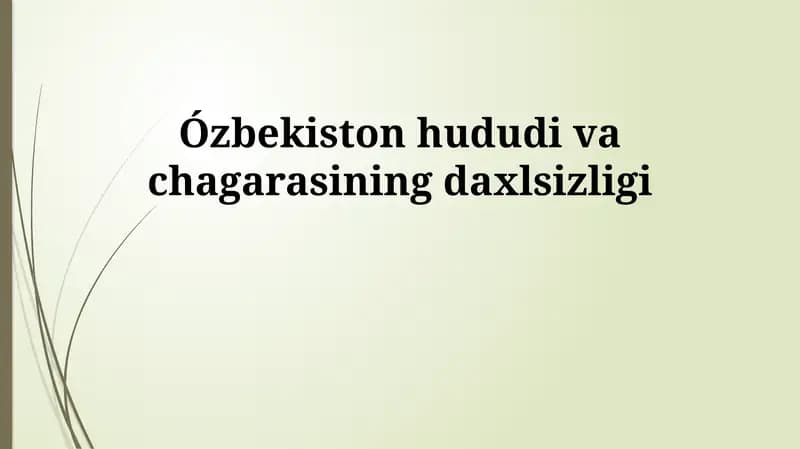 Oʻzbekiston hududi va chagarasining daxlsizligi