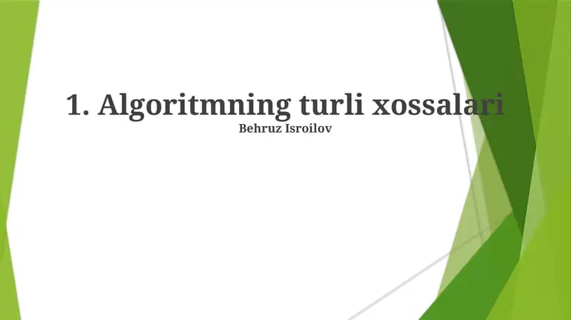 Algoritmning turli xossalari