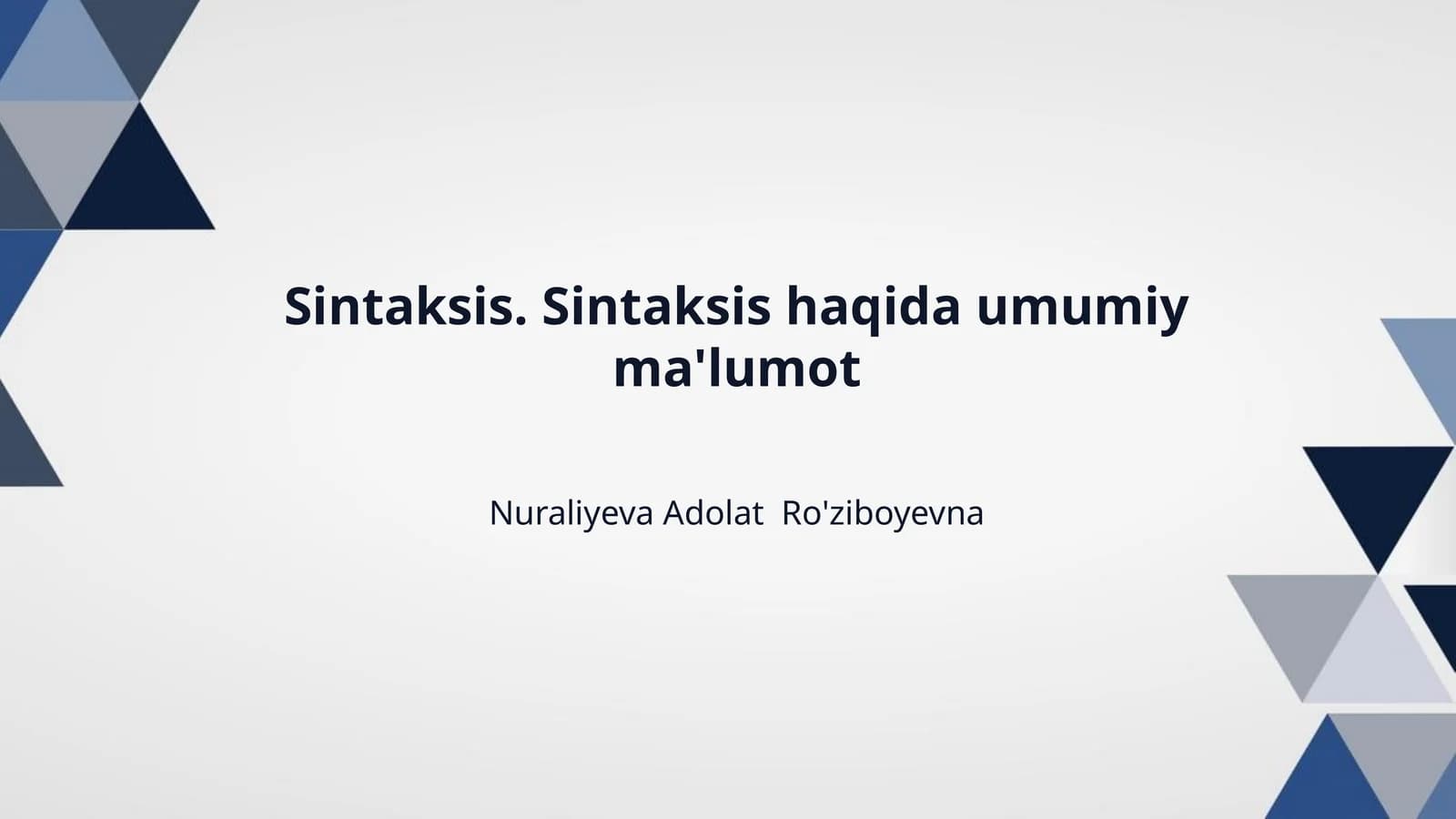 Sintaksis. Sintaksis haqida umumiy ma'lumot