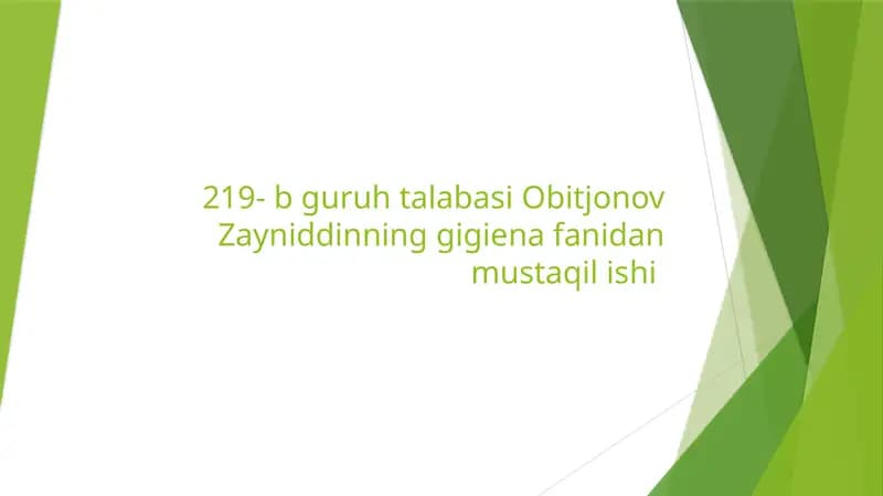 Oziqlanishning gigienik asoslari