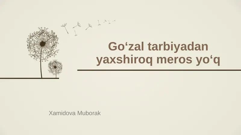 Islomda tarbiya vojibdir