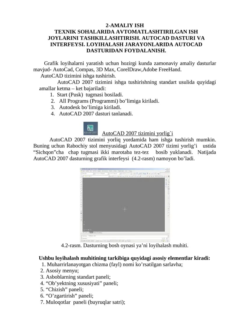 AutoCAD 2007 tizimi