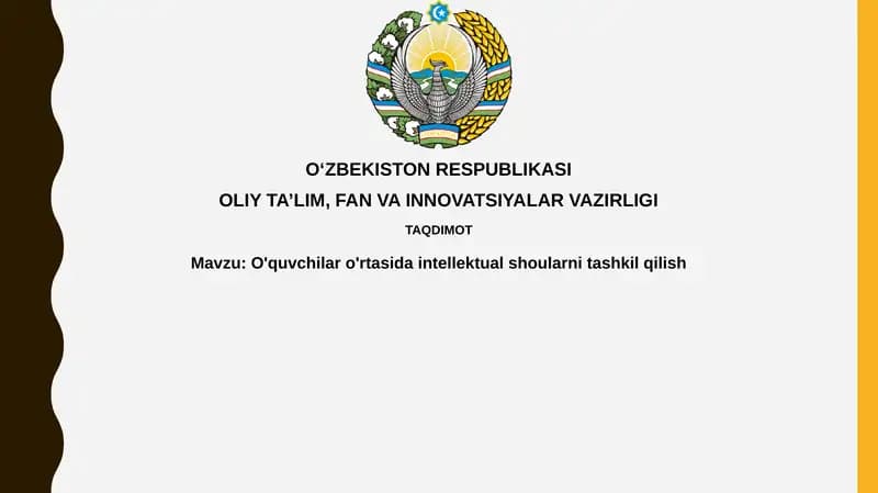 O'quvchilar o'rtasida intellektual shoularini tashkil qilish