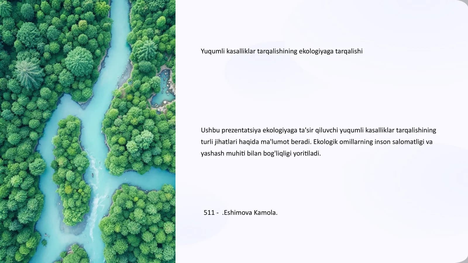 Yuqumli kasalliklar tarqalishining ekologiyaga tarqalishi