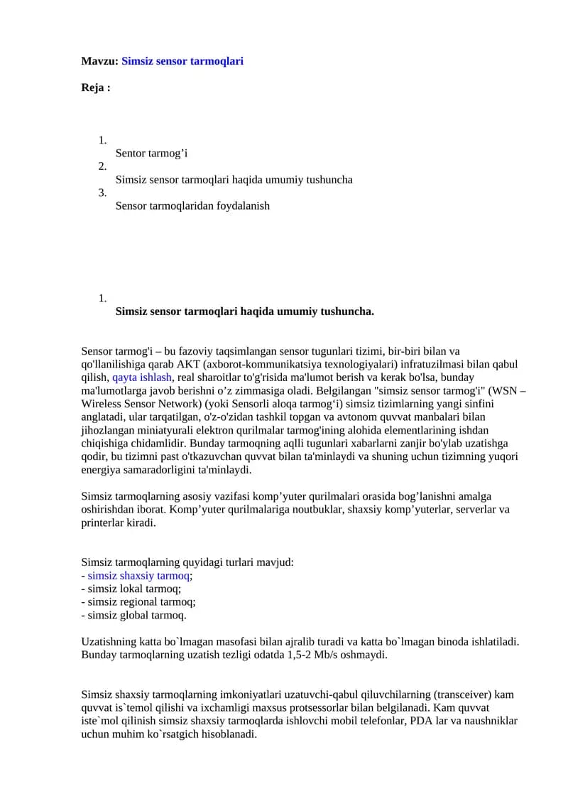 Simsiz sensor tarmoqlari
