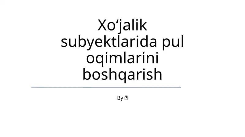 Pul oqimlarini boshqarish