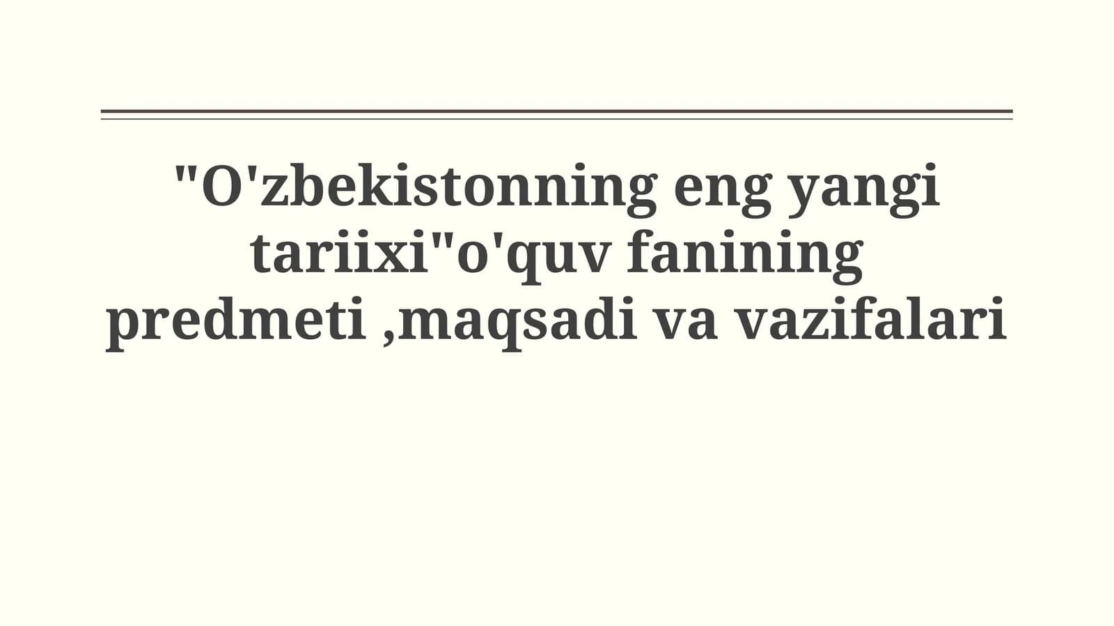 O'zbekistonning eng yangi tarixi