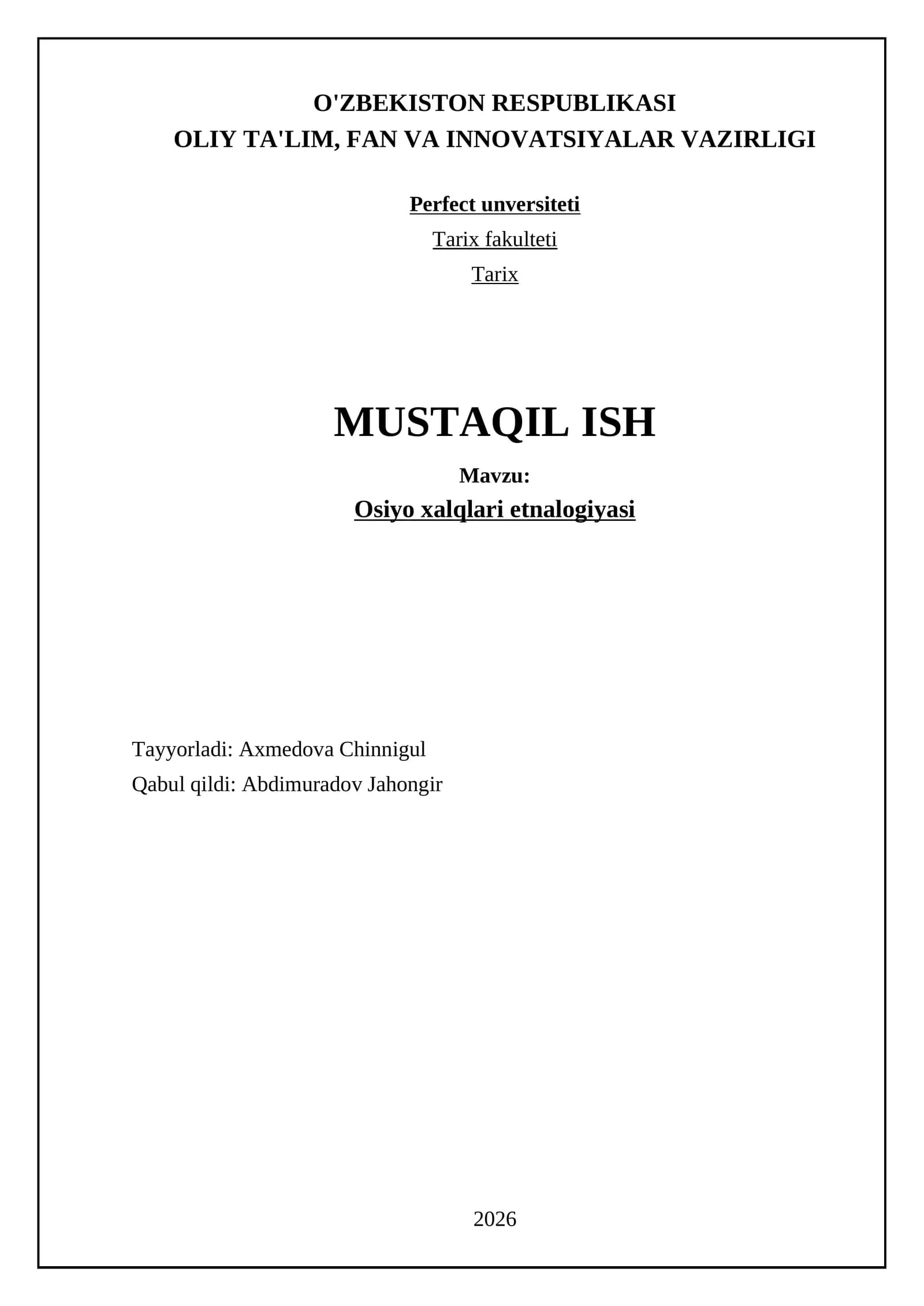 Osiyo xalqlari etnalogiyasi
