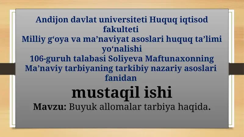 Buyukallomalar tarbiyasi