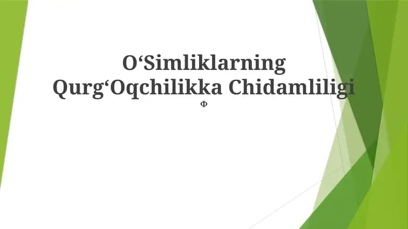 OʻSimliklarning QurgʻOqchilikka Chidamliligi