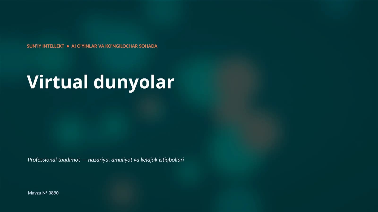 SUN'IY INTELLEKT • AI O'YINLAR VA KO'NGILOCHAR SOHADA