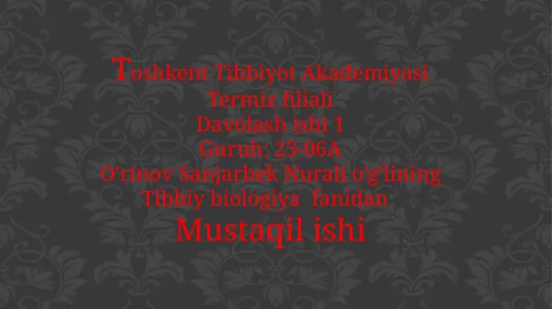 A`zolari sistemasi ontogenzi: teri, skelet, nerv sistemasi, qon aylanish, endokrin tizimi, ayiruv sistemasi