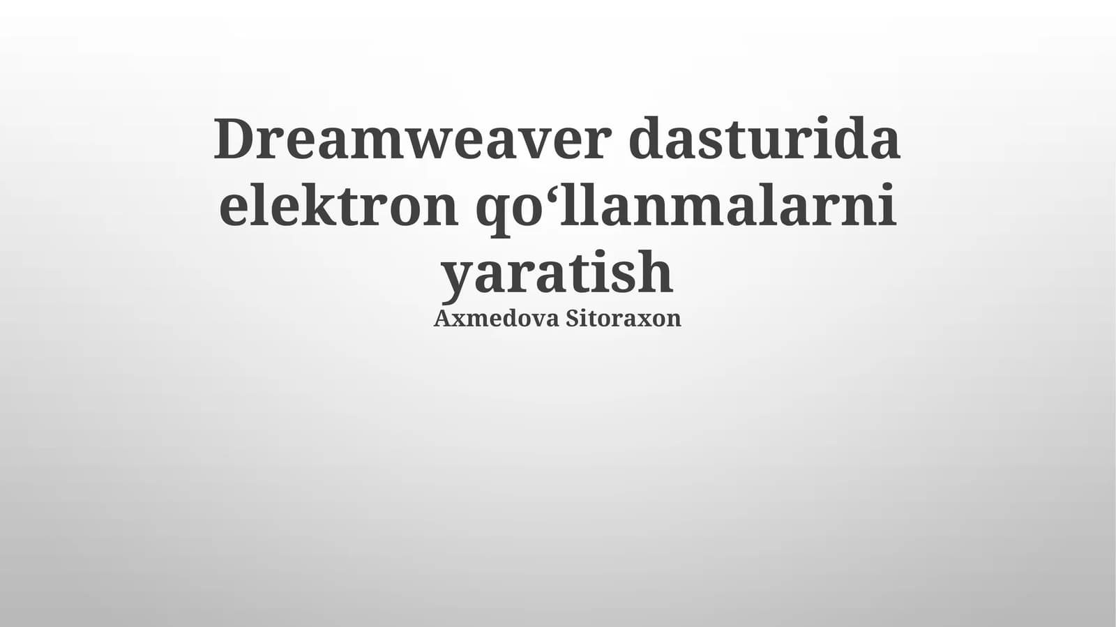 Dreamweaver'da elektron qo'llanmalarni yaratish