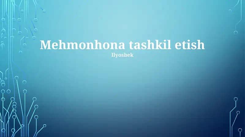 Mehmonhona tashkil etish