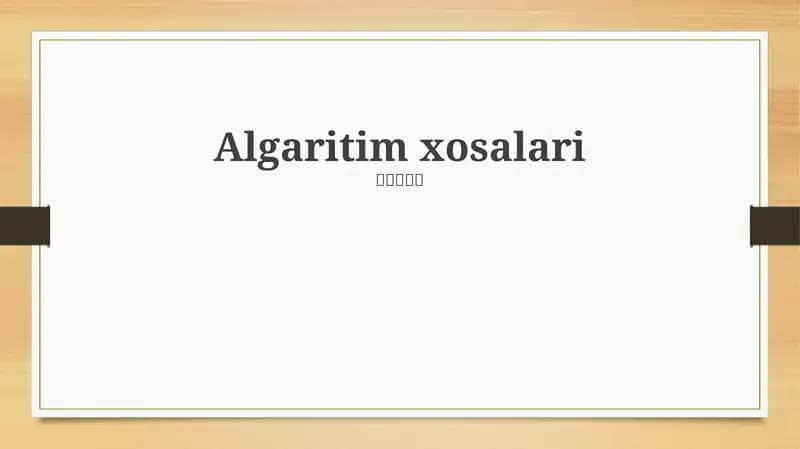 Algaritim xosalari