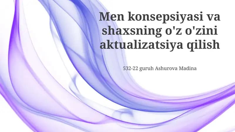 O'z-o'zini anglash: Asoslar va shakllanishi