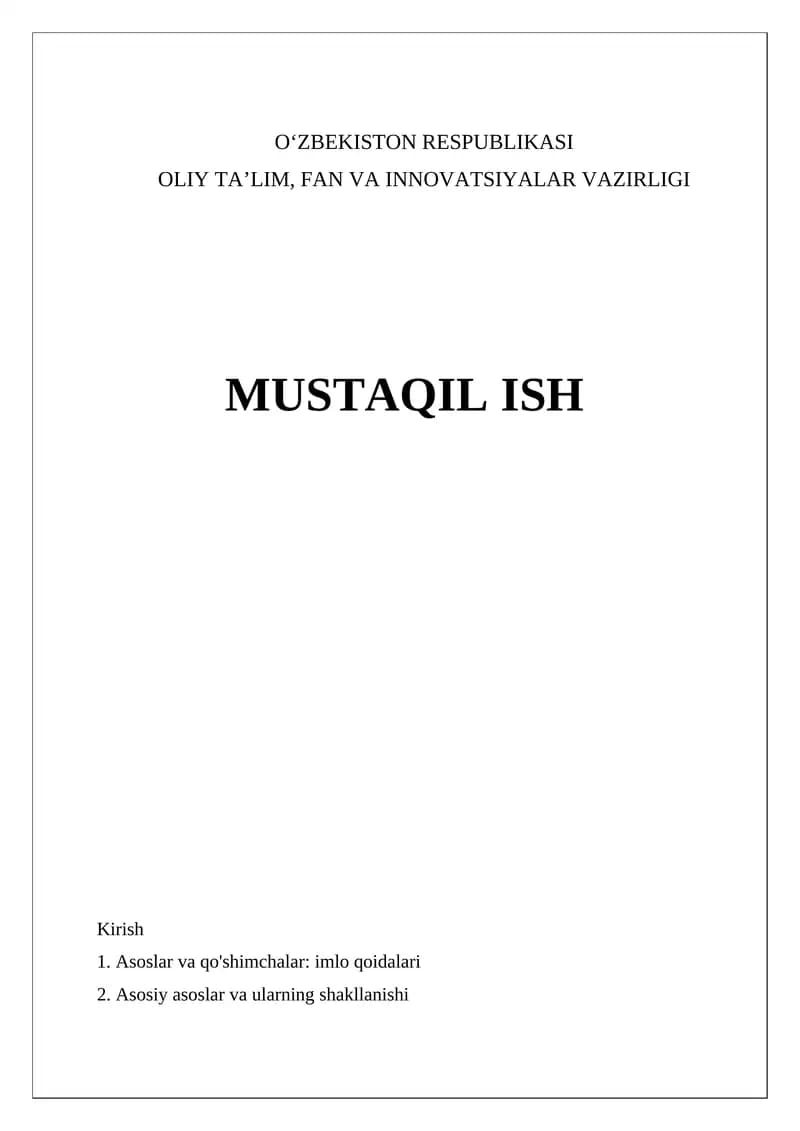 Asoslar va qo'shimchalar: imlo qoidalari