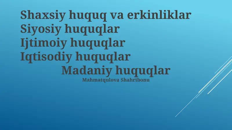 Shaxsiy huquq va erkinliklar