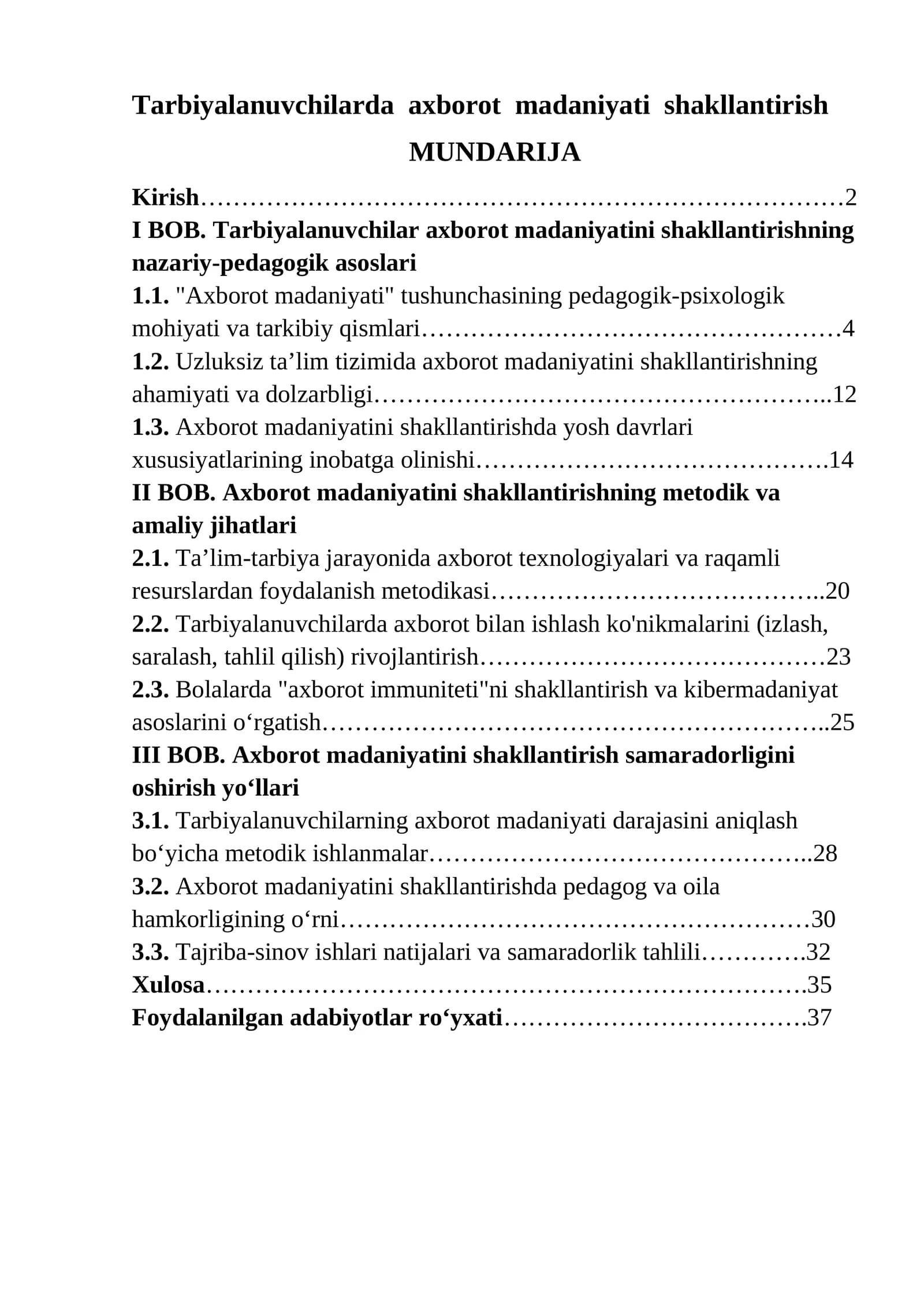 Tarbiyalanuvchilarda axborot madaniyati shakllantirish